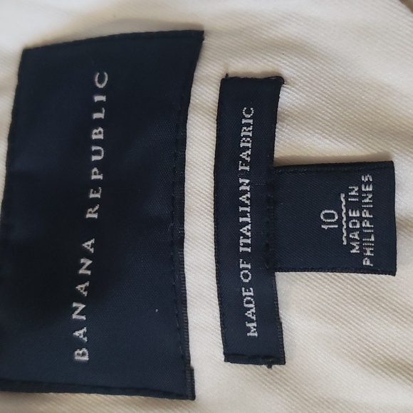 Banana Republic Womens Blazer Navy Blue With Ivory Stripe Italian Linen Sz10 - Picture 10 of 16